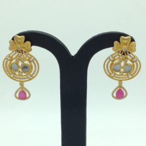 White and Red CZ Stones Ear Hangings JER0061