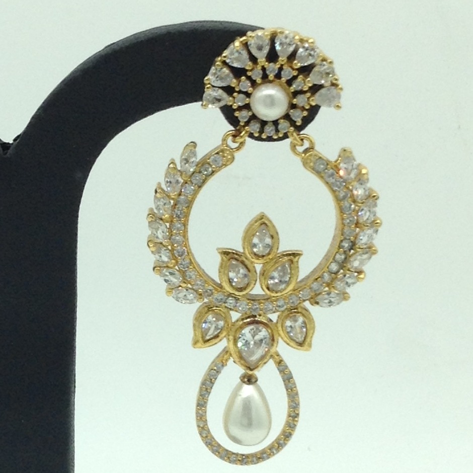 White CZ Stones Ear Hangings JER0059 - Image 3