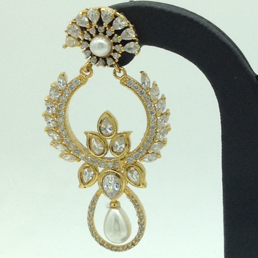 White CZ Stones Ear Hangings JER0059 - Image 2