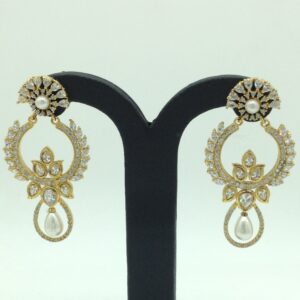 White CZ Stones Ear Hangings JER0059