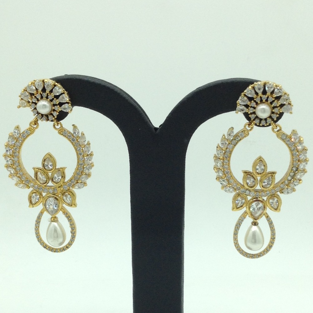 White CZ Stones Ear Hangings JER0059