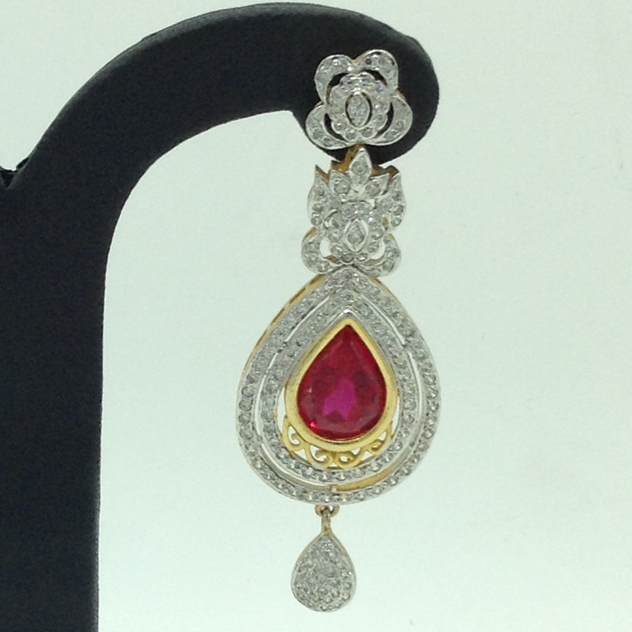 White and Red,Green CZ Stones Changeable Ear Hangings JER0057 - Image 3