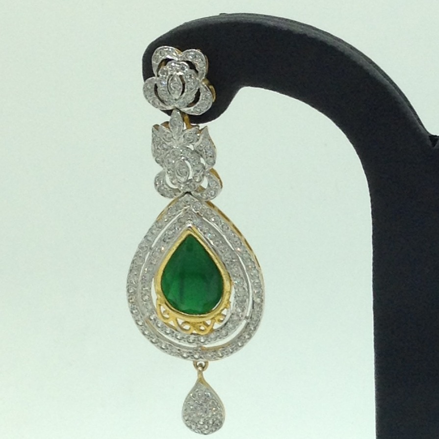 White and Red,Green CZ Stones Changeable Ear Hangings JER0057 - Image 2