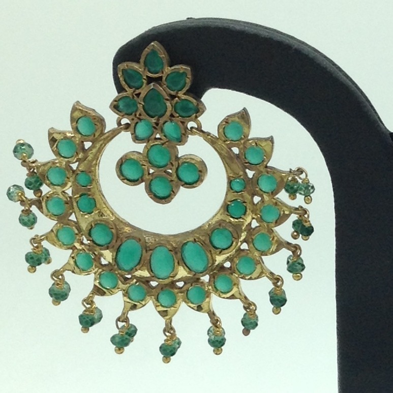 Green CZ Stones Ear Chand Bali JER0053 - Image 2