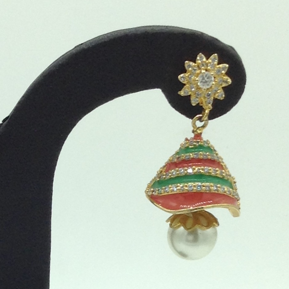 White cz stones ear jhumki jer0046 - Image 3