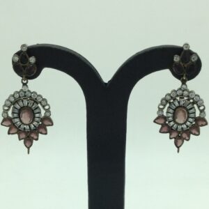 White and Purple CZ Stones Ear Hangings JER0038