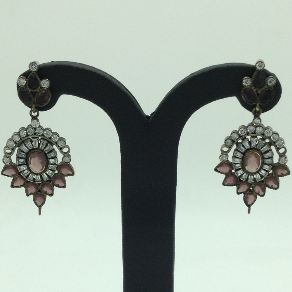 White and Purple CZ Stones Ear Hangings JER0038