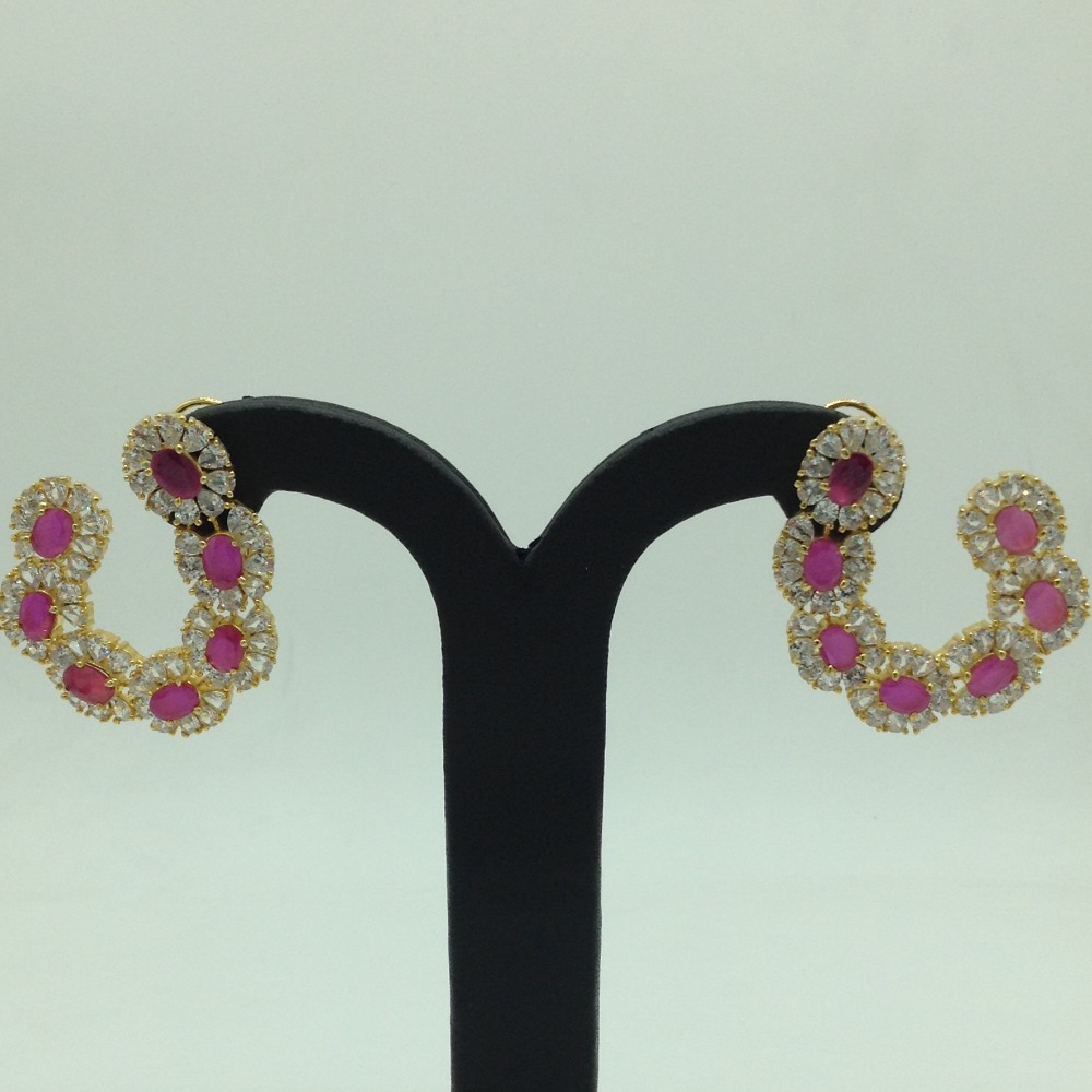 White and Red CZ Stones Ear Hangings JER0034