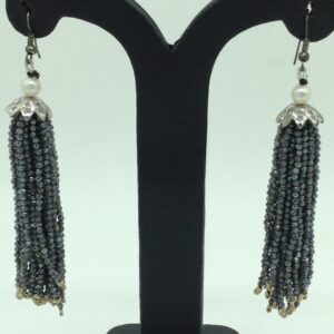 Black Topaz Stones Ear Chandelier Hangings JER0020