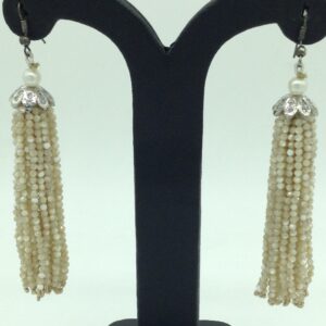 White Opal Stones Ear Chandelier Hangings JER0019