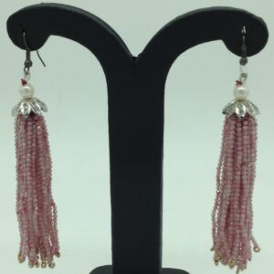 Pink Quartz Stones Ear Chandelier Hangings JER0016