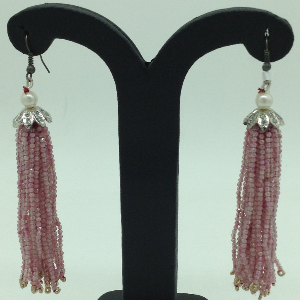 Pink Quartz Stones Ear Chandelier Hangings JER0016