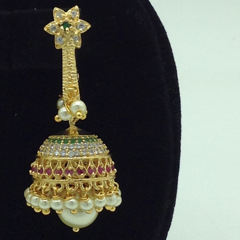 Multicolour CZ Stones Ear Jhumki JER0007 - Image 3