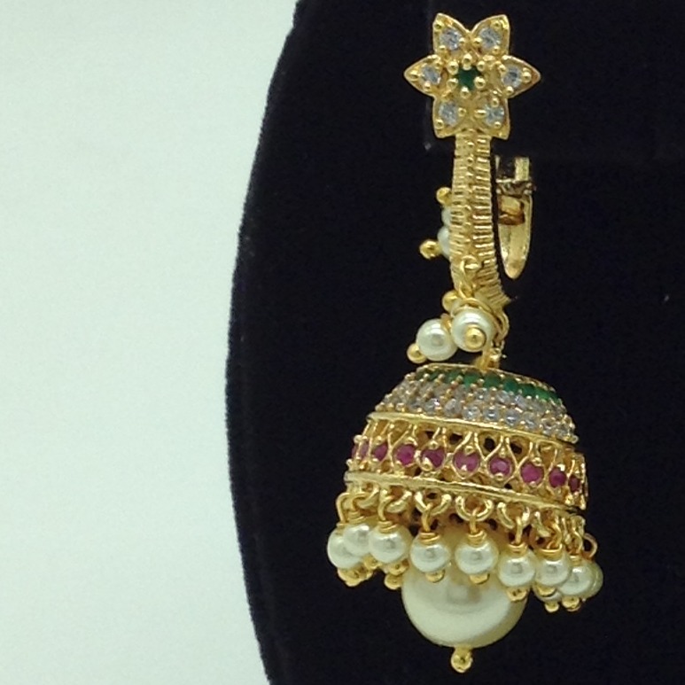 Multicolour CZ Stones Ear Jhumki JER0007 - Image 2