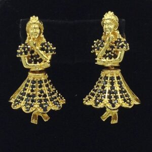 Black CZ Stones Dancing Doll Ear Hangings JER0004