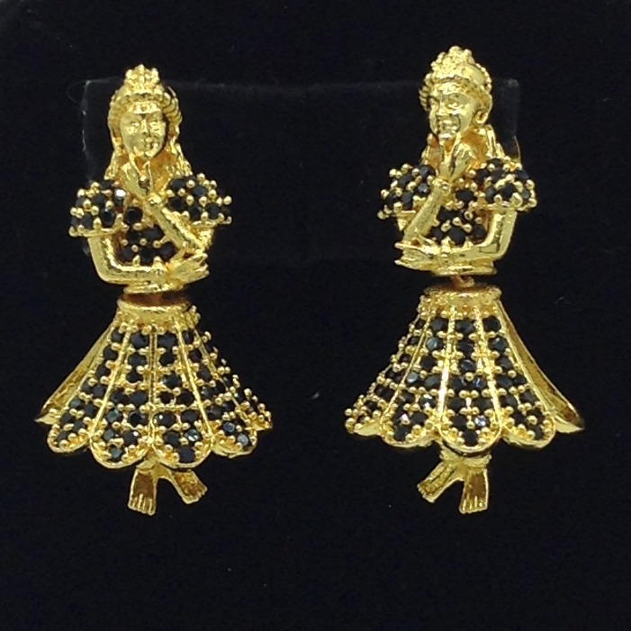 Black CZ Stones Dancing Doll Ear Hangings JER0004