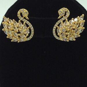 White CZ Stones Swan Ear Studs JER0003