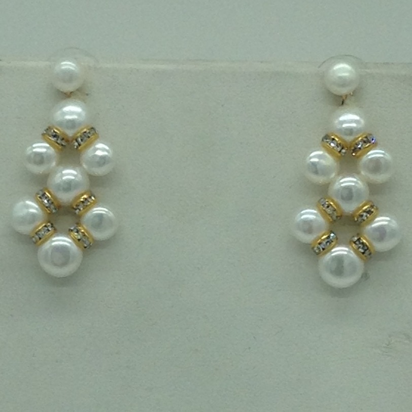 Freshwater White Button Pearls ZigZag Necklace Set JPP1084