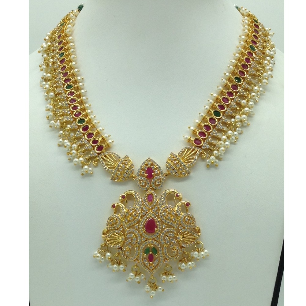 Multicolour cz long necklace set jnc0125 - Image 2