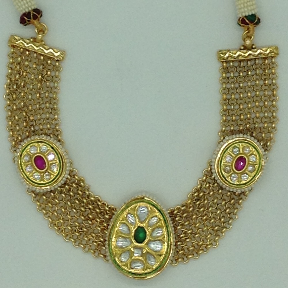 Multicolour Kundan Jali Necklace Set JNC0122