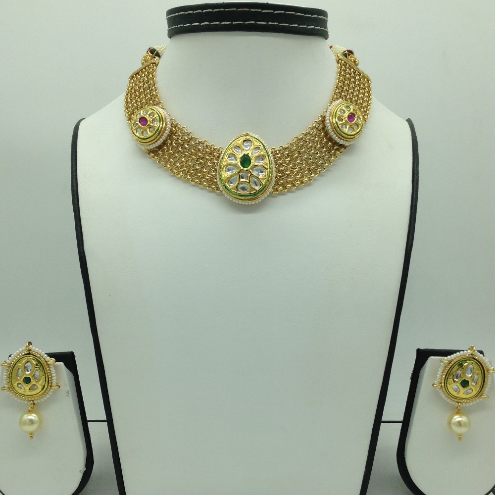 Multicolour Kundan Jali Necklace Set JNC0122
