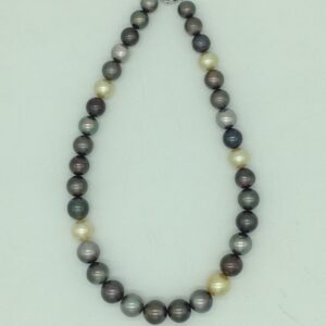 Muliticolour Round Tahitian South Sea Pearls Strand JPM0406