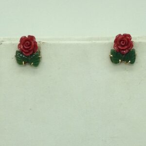 Coral Flower and Jade Leaves Necklace Set JNC0119
