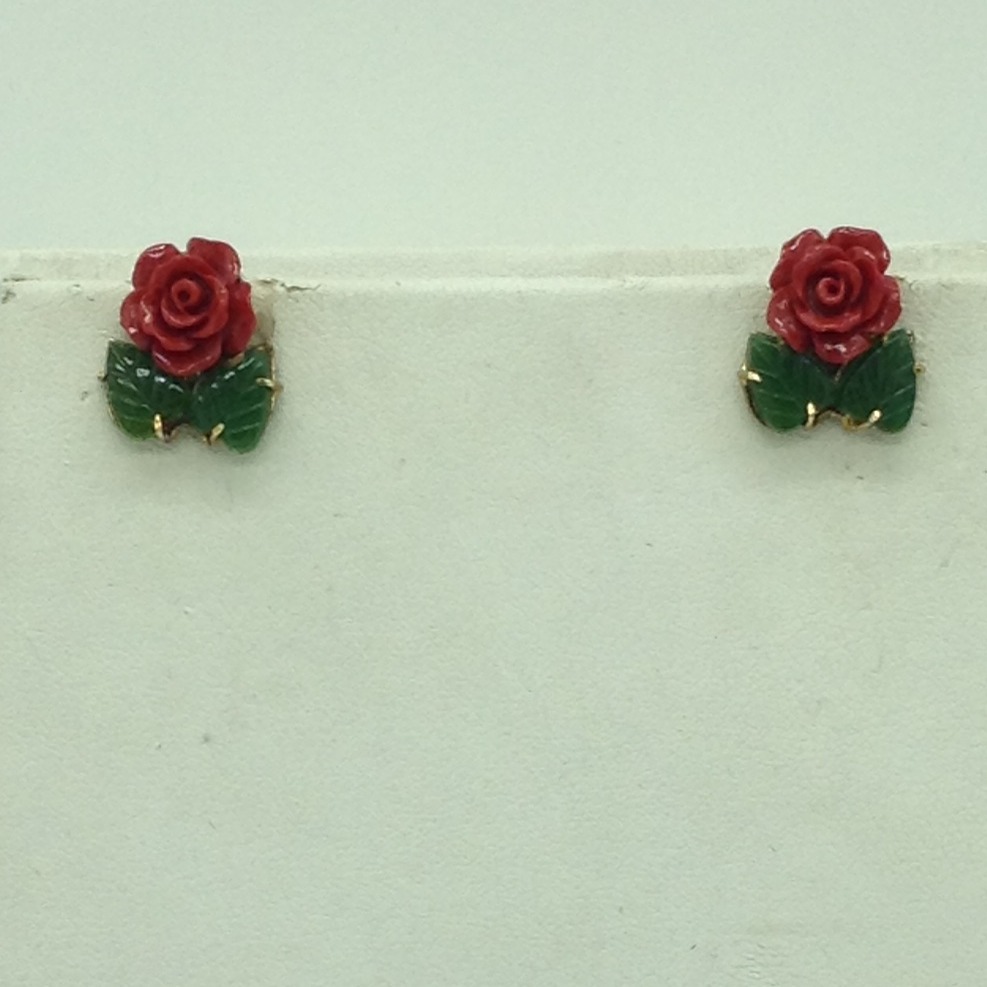Coral Flower and Jade Leaves Necklace Set JNC0119