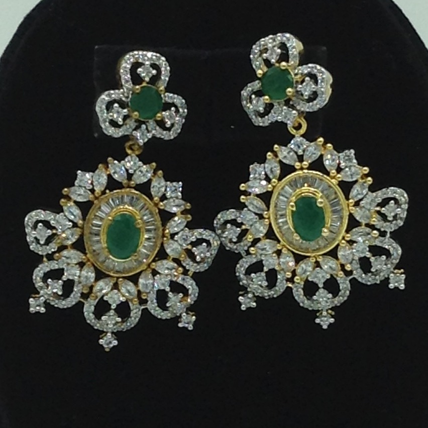 White and Green CZ Choker Set With 3 Line Flat Pearls Mala JPS0655 - Image 3