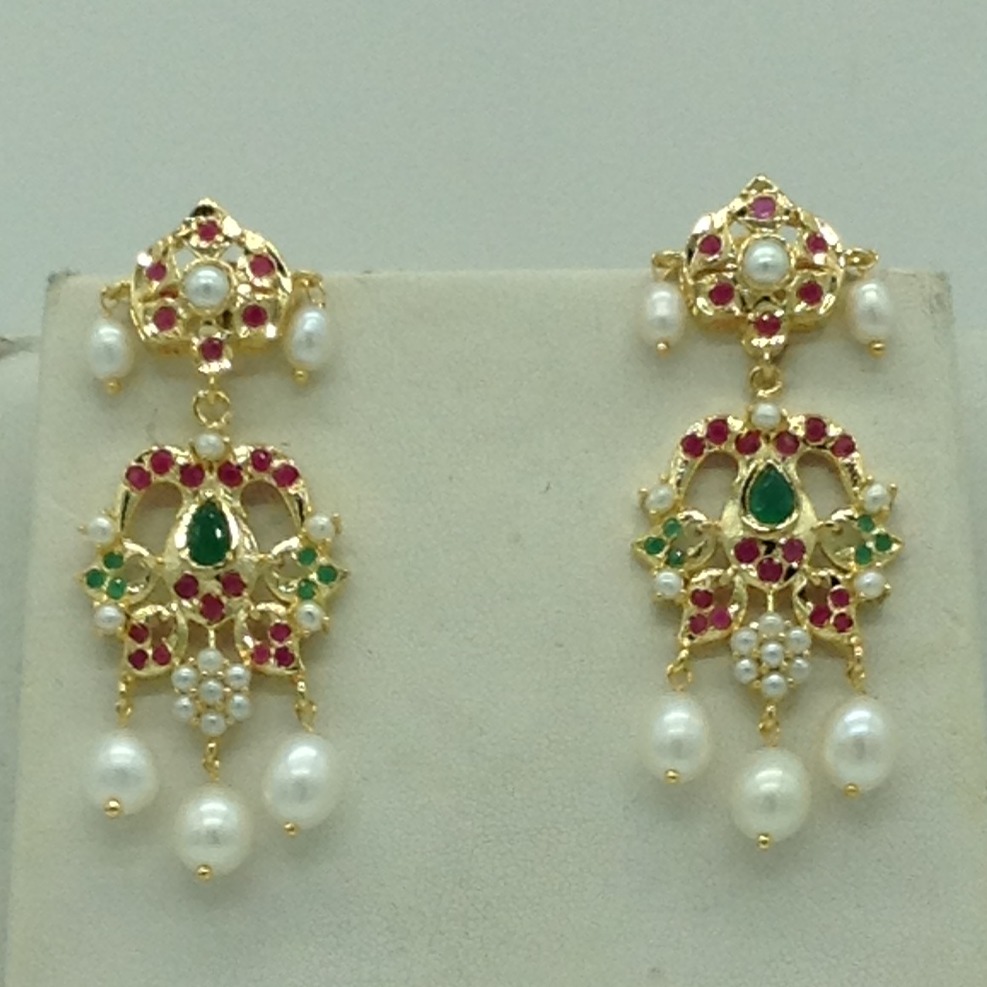Tricolour cz pendent set with 2 line flat pearls mala jps0638 - Image 3