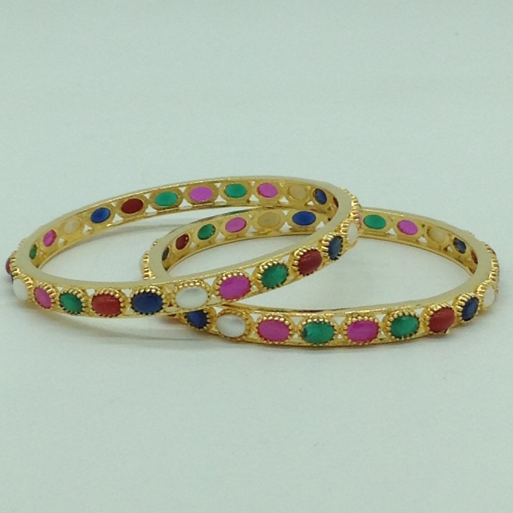 Navratan Oval Stones Bangles JBG0299 - Image 2