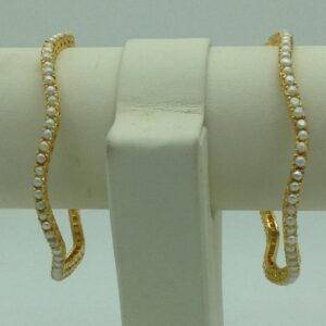 Freshwater White Button Pearls Wave Bangles JBG0297