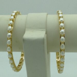Freshwater White Button Pearls Bangles JBG0296