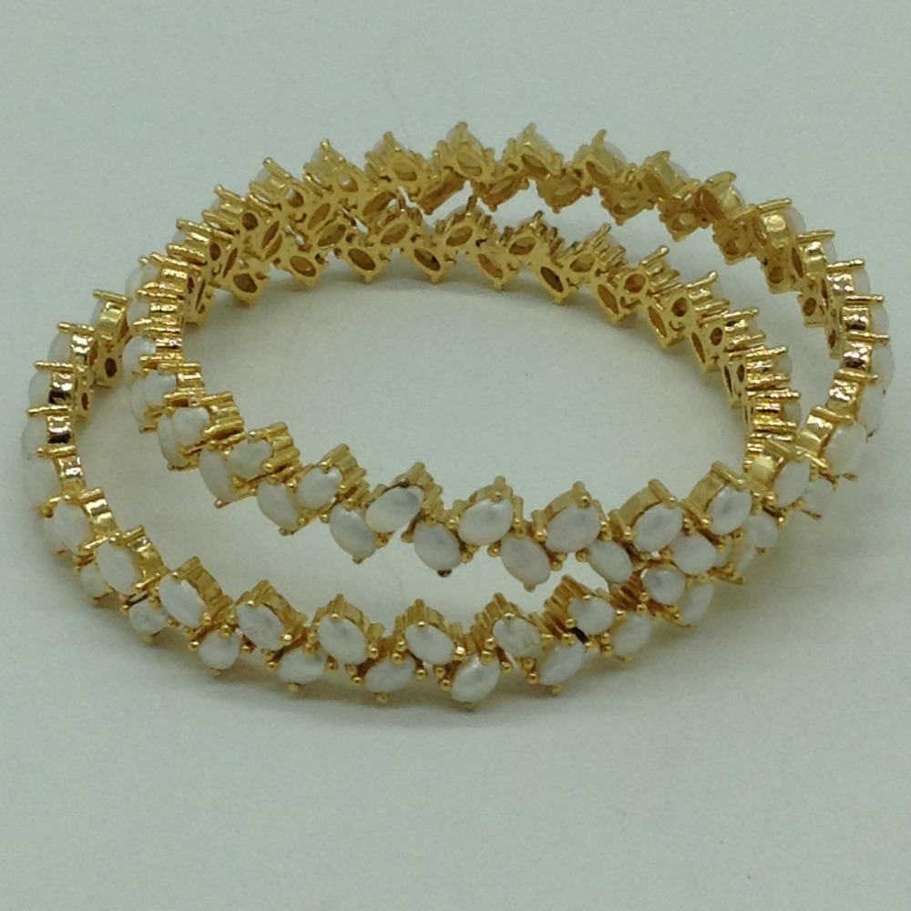 Freshwater White Button Pearls ZigZag Bangles JBG0293 - Image 2