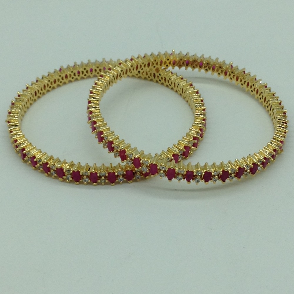 White and Red CZ Stones Bangles JBG0289 - Image 2