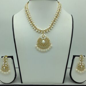 Freshwater white button pearls necklace set jnc0117