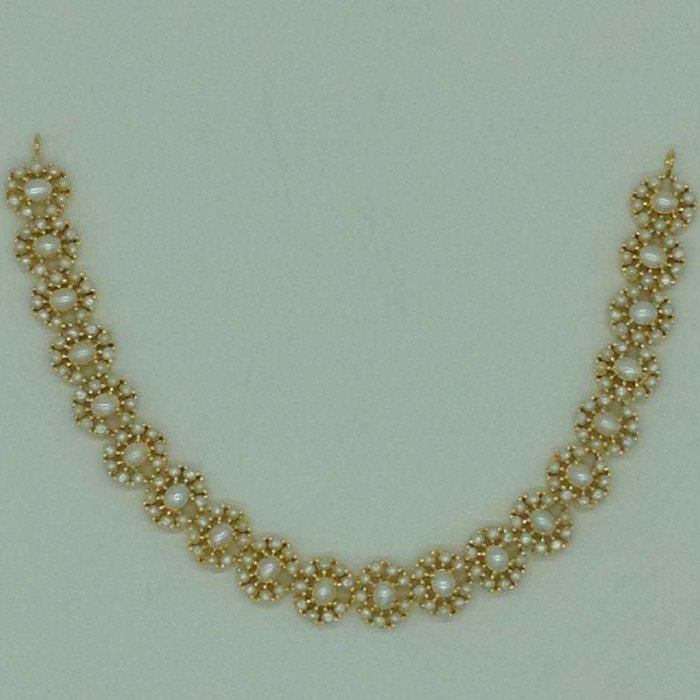 Freshwater white button pearls necklace set jnc0112 - Image 4