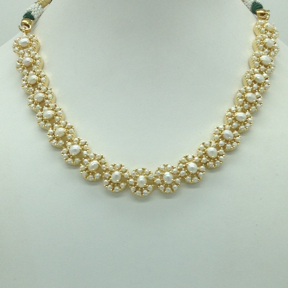 Freshwater white button pearls necklace set jnc0112 - Image 2