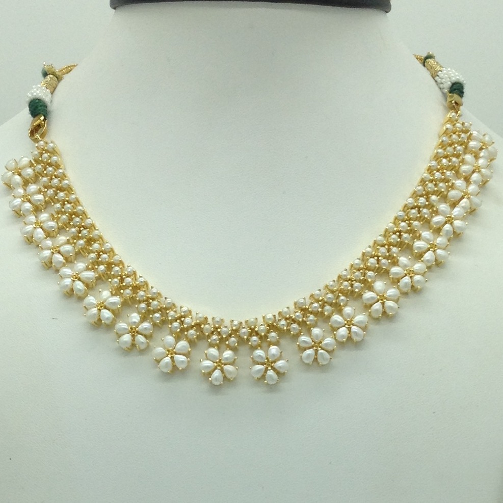 Freshwater white button pearls necklace set jnc0111 - Image 2