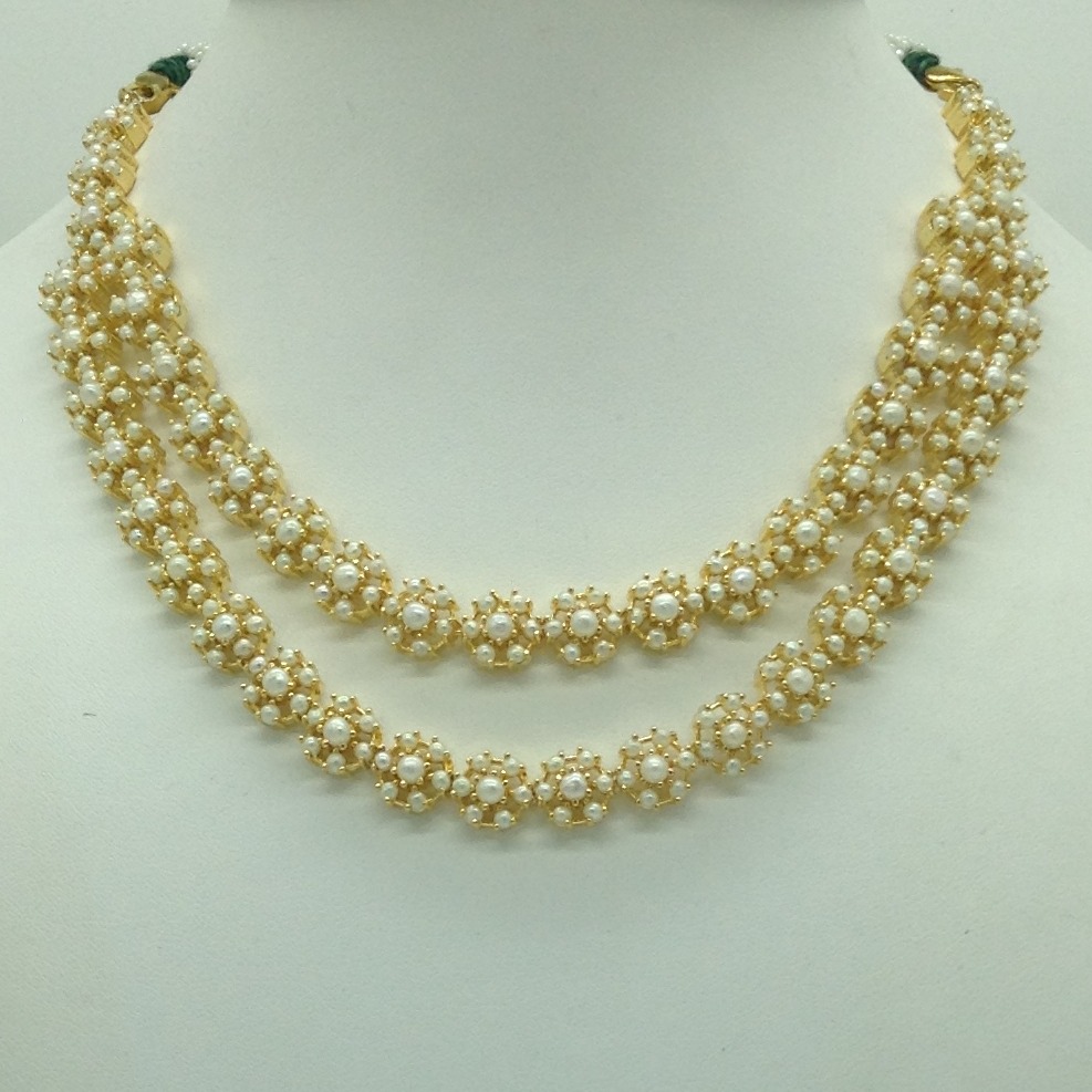 Freshwater white button pearls necklace set jnc0109 - Image 2
