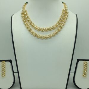 Freshwater white button pearls necklace set jnc0109