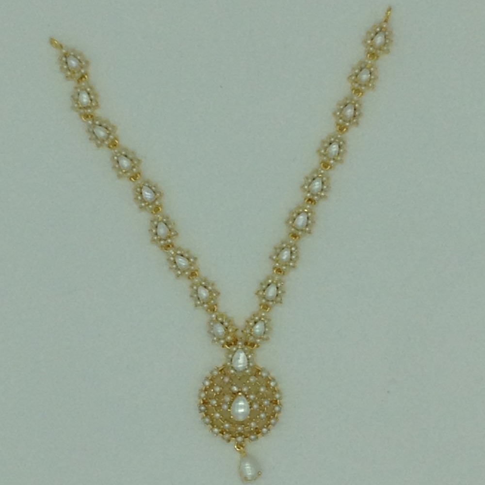 Freshwater white button pearls necklace set jnc0108 - Image 4