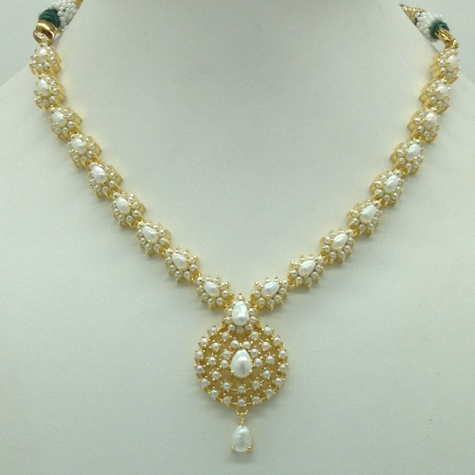 Freshwater white button pearls necklace set jnc0108 - Image 2