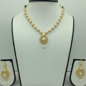 Freshwater white button pearls necklace set jnc0108