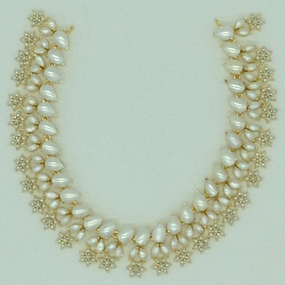 Freshwater white button pearls necklace set jnc0107 - Image 4