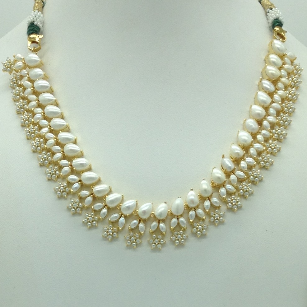 Freshwater white button pearls necklace set jnc0107 - Image 2