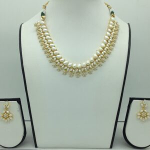 Freshwater white button pearls necklace set jnc0107