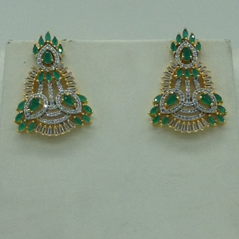 White and Green CZ Choker Set With 5 Line Flat Pearls Mala JPS0624 - Image 3