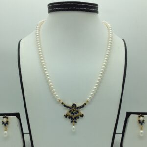 Blue cz pendent set with flat pearls mala jps0617