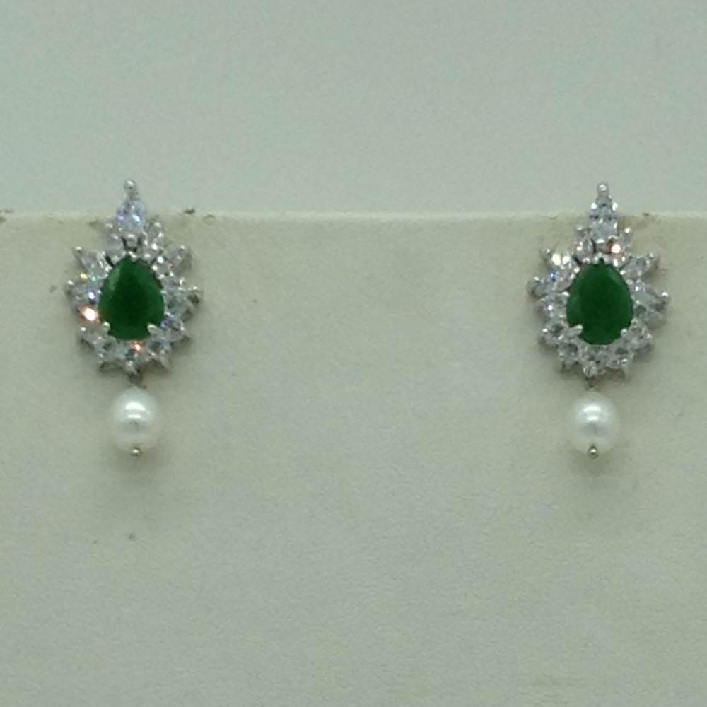 White,green cz pendent set with flat pearls mala jps0615 - Image 3
